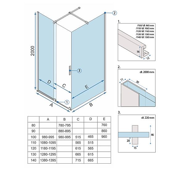 Cabina doccia REA Montana Oro Spazzolato 120x80
