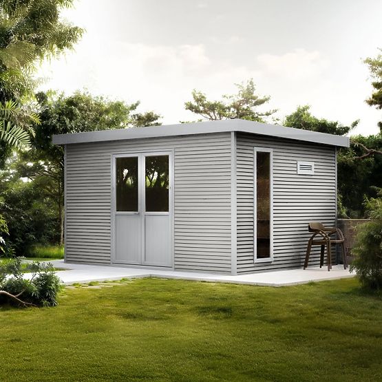 Casetta da giardino Ardena 4x3 m 12 m², grigio scuro, legno composito, alluminio, facile montaggio