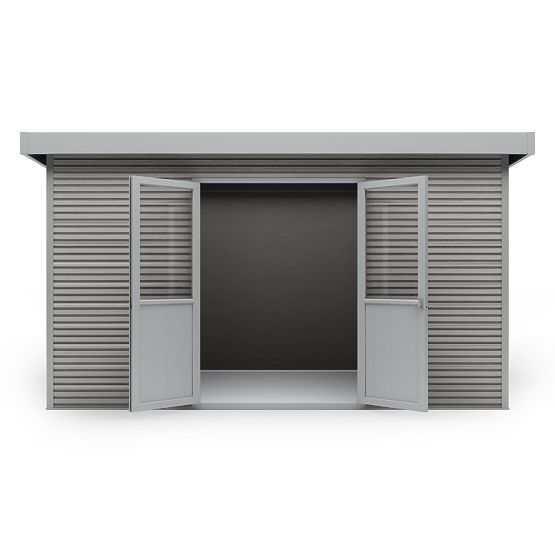 Casetta da giardino Ardena 4x3 m 12 m², grigio scuro, legno composito, alluminio, facile montaggio