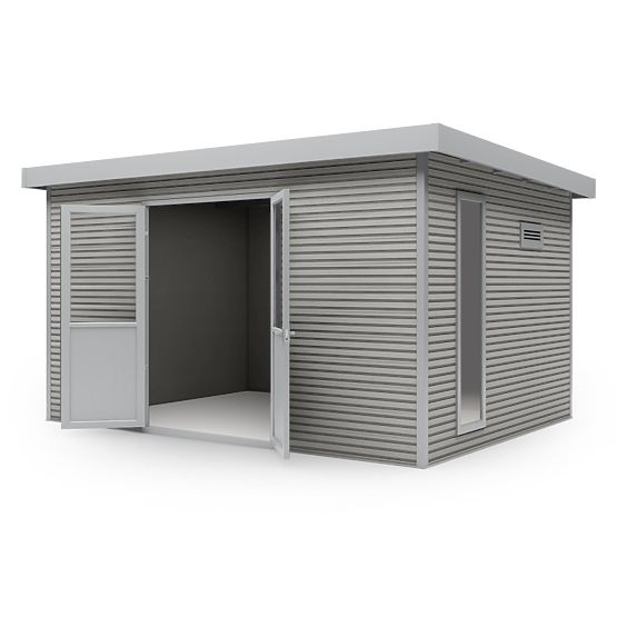 Casetta da giardino Ardena 4x3 m 12 m², grigio scuro, legno composito, alluminio, facile montaggio