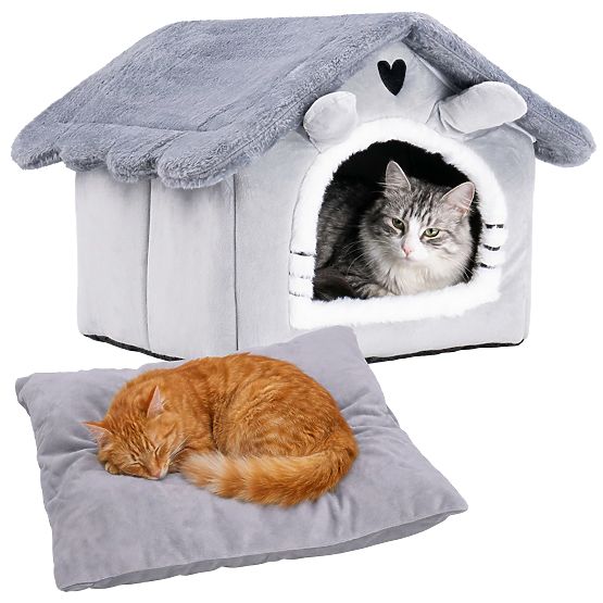 Casetta in peluche per gatti JASPER grigia