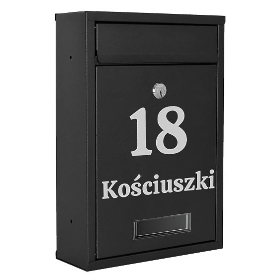 Cassetta postale per lettere Gustav nera con scritte
