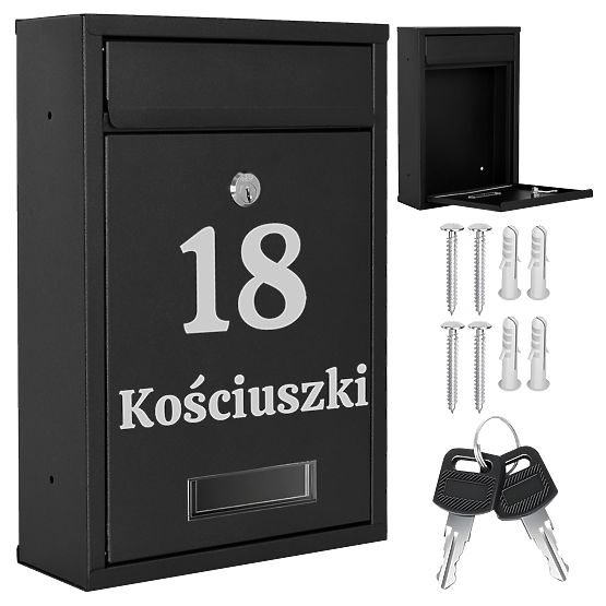 Cassetta postale per lettere Gustav nera con scritte