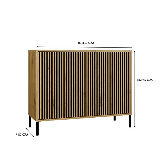 Cassettiera KAMARO 2D SLIM ROVERE ARTISAN Frontale Scanellato