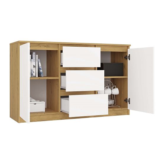 Cassettiera Malwa 2D3S Rovere Artisan Bianco