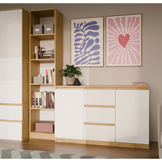 Cassettiera Malwa 2D3S Rovere Artisan Bianco
