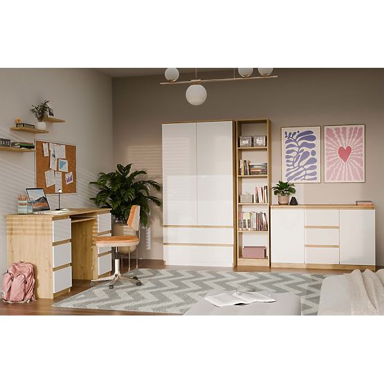 Cassettiera Malwa 2D3S Rovere Artisan Bianco