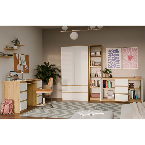 Cassettiera Malwa 2D3S Rovere Artisan Bianco