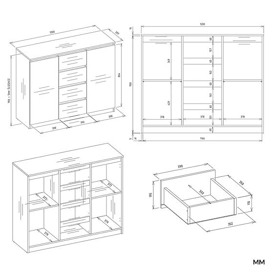 Cassettiera Malwa 2D4S 120 CASHMERE BEIGE