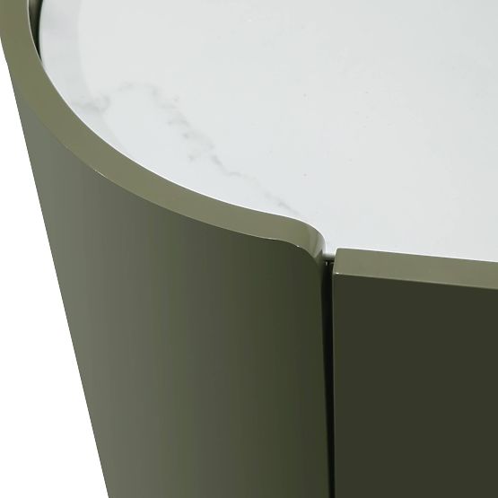 Cassettiera ovale Nari, verde/grigia, spiek, lucida