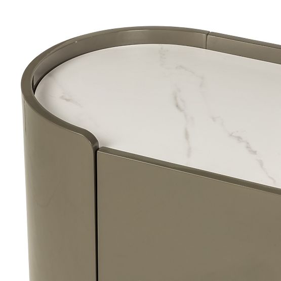 Cassettiera ovale Nari, verde/grigia, spiek, lucida