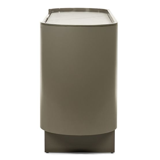 Cassettiera ovale Nari, verde/grigia, spiek, lucida