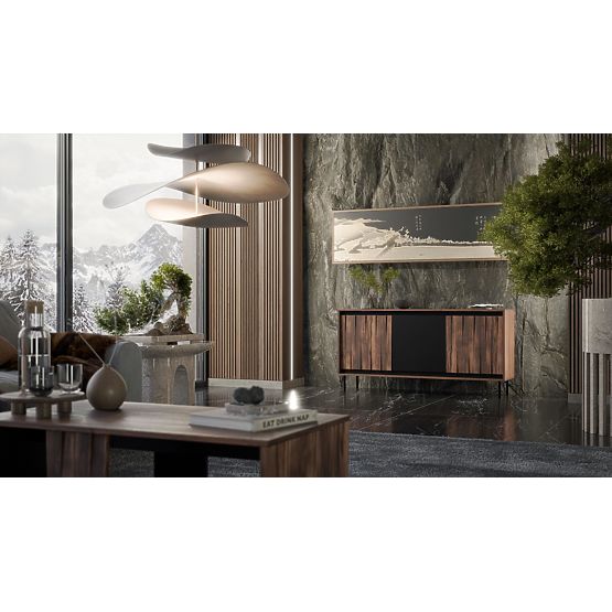 Cassettiera SWING KM-1 noce/nero, gambe: nero (2p=1ks)