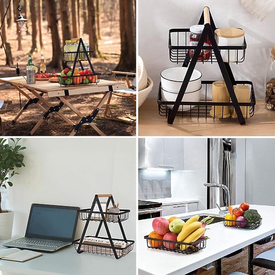 Cestino per frutta PULOS a 2 livelli nero