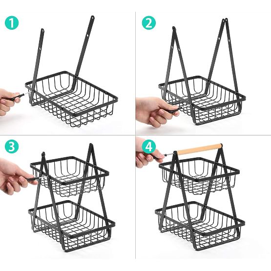 Cestino per frutta PULOS a 2 livelli nero