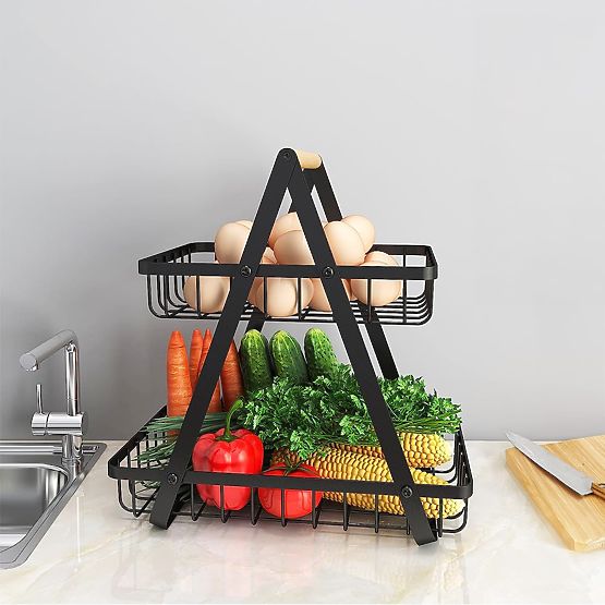 Cestino per frutta PULOS a 2 livelli nero