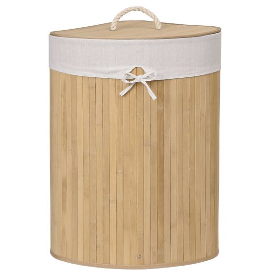 Cesto angolare in bambù con coperchio naturale 60L