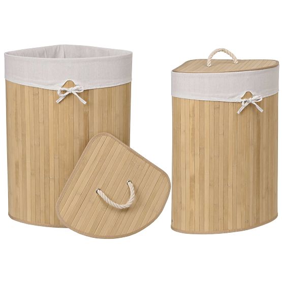 Cesto angolare in bambù con coperchio naturale 60L