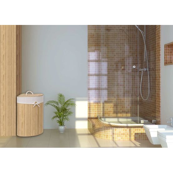 Cesto angolare in bambù con coperchio naturale 60L