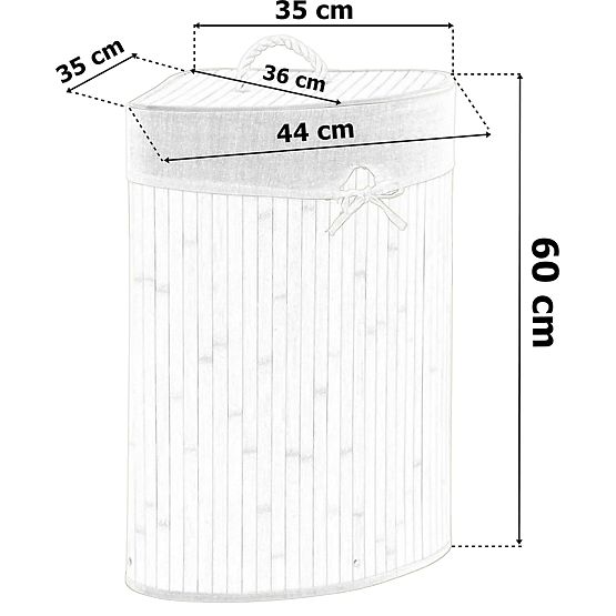 Cesto angolare in bambù con coperchio naturale 60L