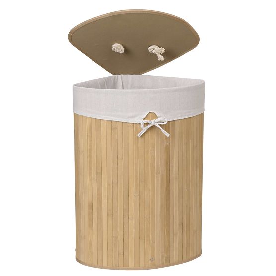 Cesto angolare in bambù con coperchio naturale 60L