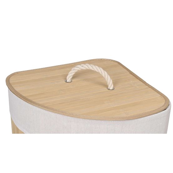 Cesto angolare in bambù con coperchio naturale 60L