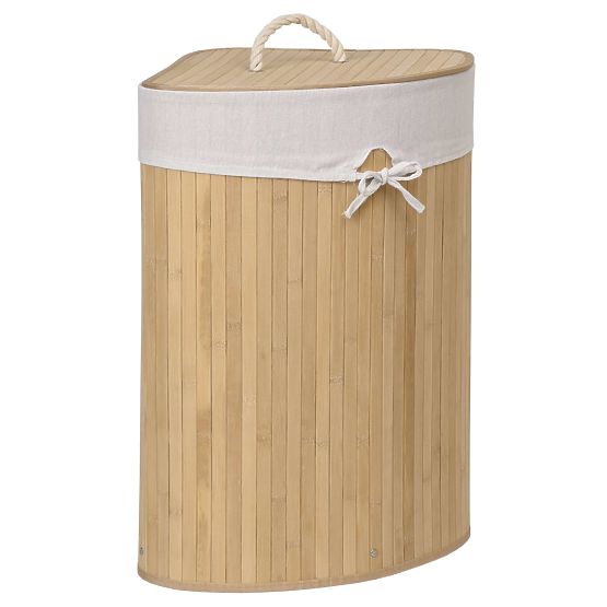 Cesto angolare in bambù con coperchio naturale 60L