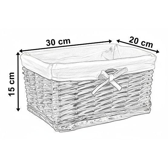 Cesto di vimini 30x20x15 cm - bianco-grigio