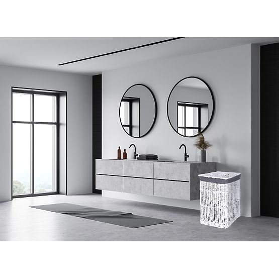 Cesto di vimini 40x30x60 cm - 72L - bianco-grigio