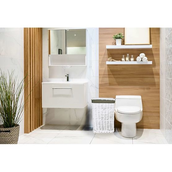 Cesto di vimini 40x30x60 cm - 72L - bianco-grigio