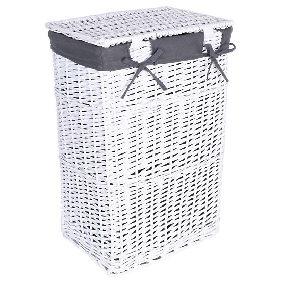 Cesto di vimini 48x36x66 cm - 114L - bianco-grigio