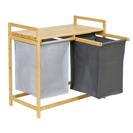 Cesto in bambù per biancheria o giocattoli HANOI 2 scomparti DUO COLORE