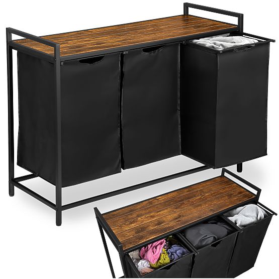 Cesto per biancheria con scaffale 3 scomparti ARTUS