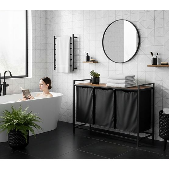 Cesto per biancheria con scaffale 3 scomparti ARTUS