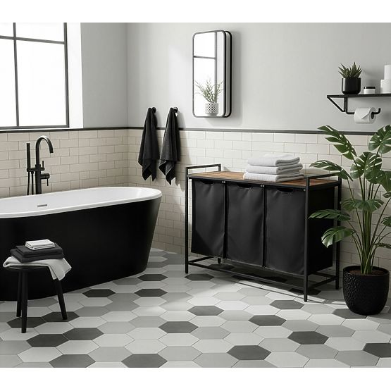 Cesto per biancheria con scaffale 3 scomparti ARTUS