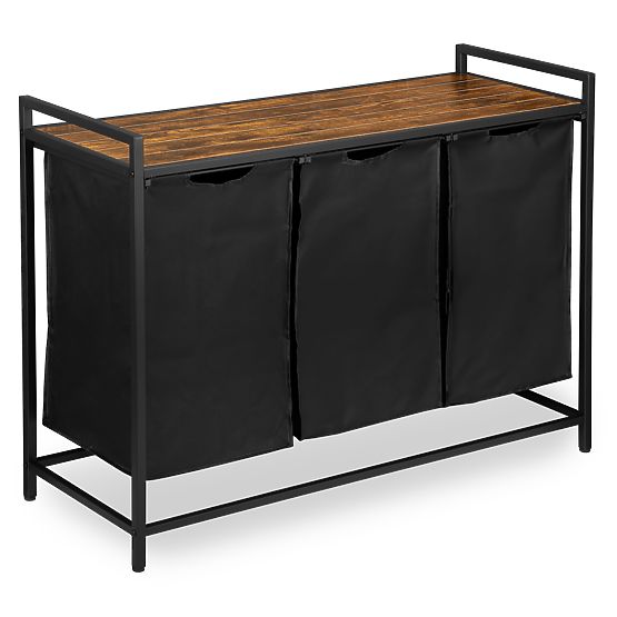 Cesto per biancheria con scaffale 3 scomparti ARTUS