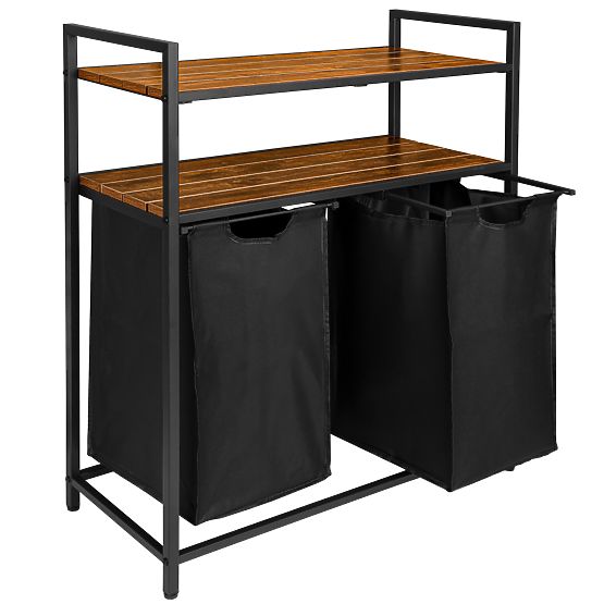 Cesto per biancheria con scaffali 2 scomparti MIRUN