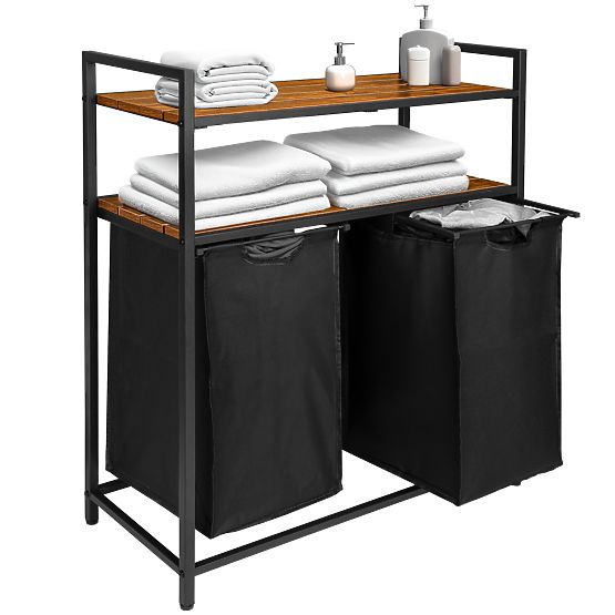 Cesto per biancheria con scaffali 2 scomparti MIRUN