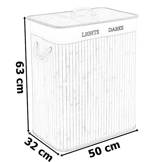 Cesto per biancheria in bambù a 2 scomparti nero FSC