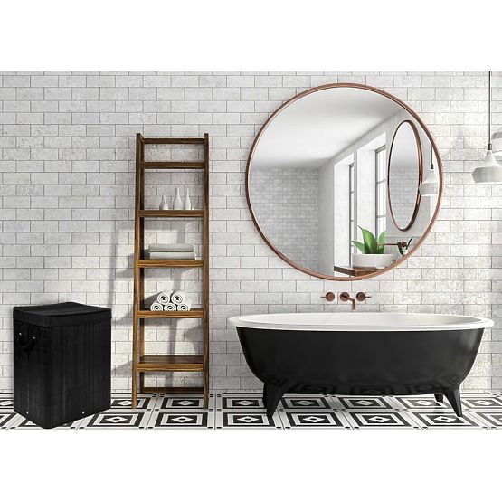 Cesto per biancheria in bambù con coperchio 100L nero