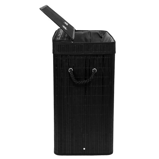 Cesto per biancheria in bambù con coperchio 100L nero