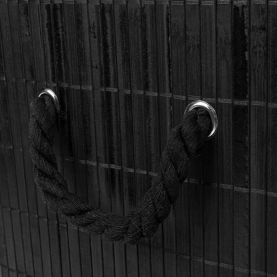 Cesto per biancheria in bambù con coperchio 100L nero