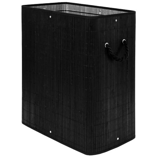 Cesto per biancheria in bambù con coperchio 100L nero