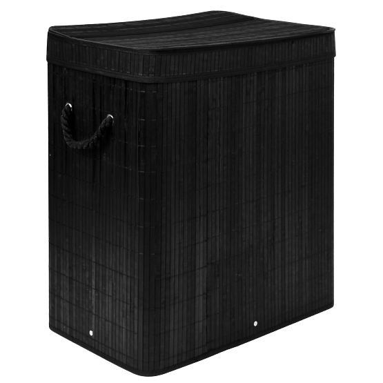 Cesto per biancheria in bambù con coperchio 100L nero