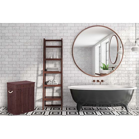 Cesto per biancheria in bambù con coperchio 100L wenge