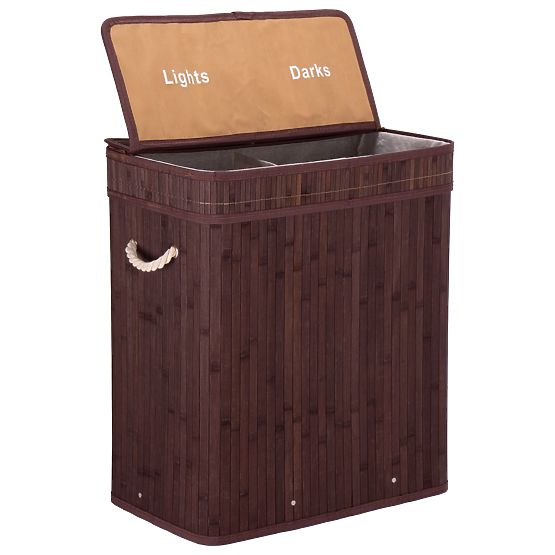 Cesto per biancheria in bambù con coperchio 100L wenge