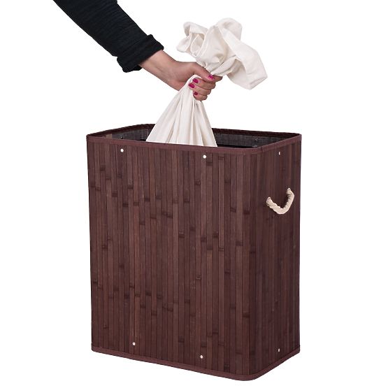 Cesto per biancheria in bambù con coperchio 100L wenge