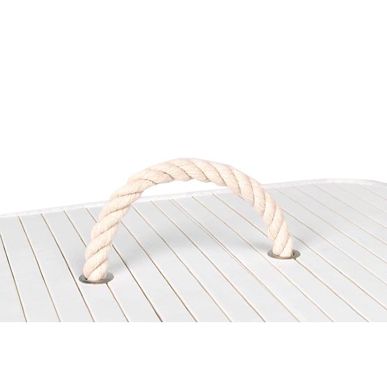 Cesto per biancheria in bambù con coperchio 80L bianco-grigio