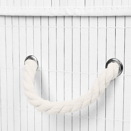 Cesto per biancheria in bambù con coperchio SOREN 80L bianco