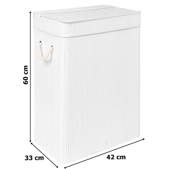 Cesto per biancheria in bambù con coperchio SOREN 80L bianco